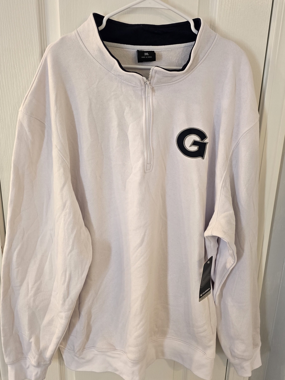 Colosseum Men's White Zip-Up Sweater with Black G Accent